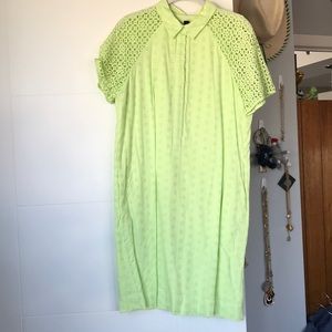 J. Crew Lime Green Eyelet Shirt Dress